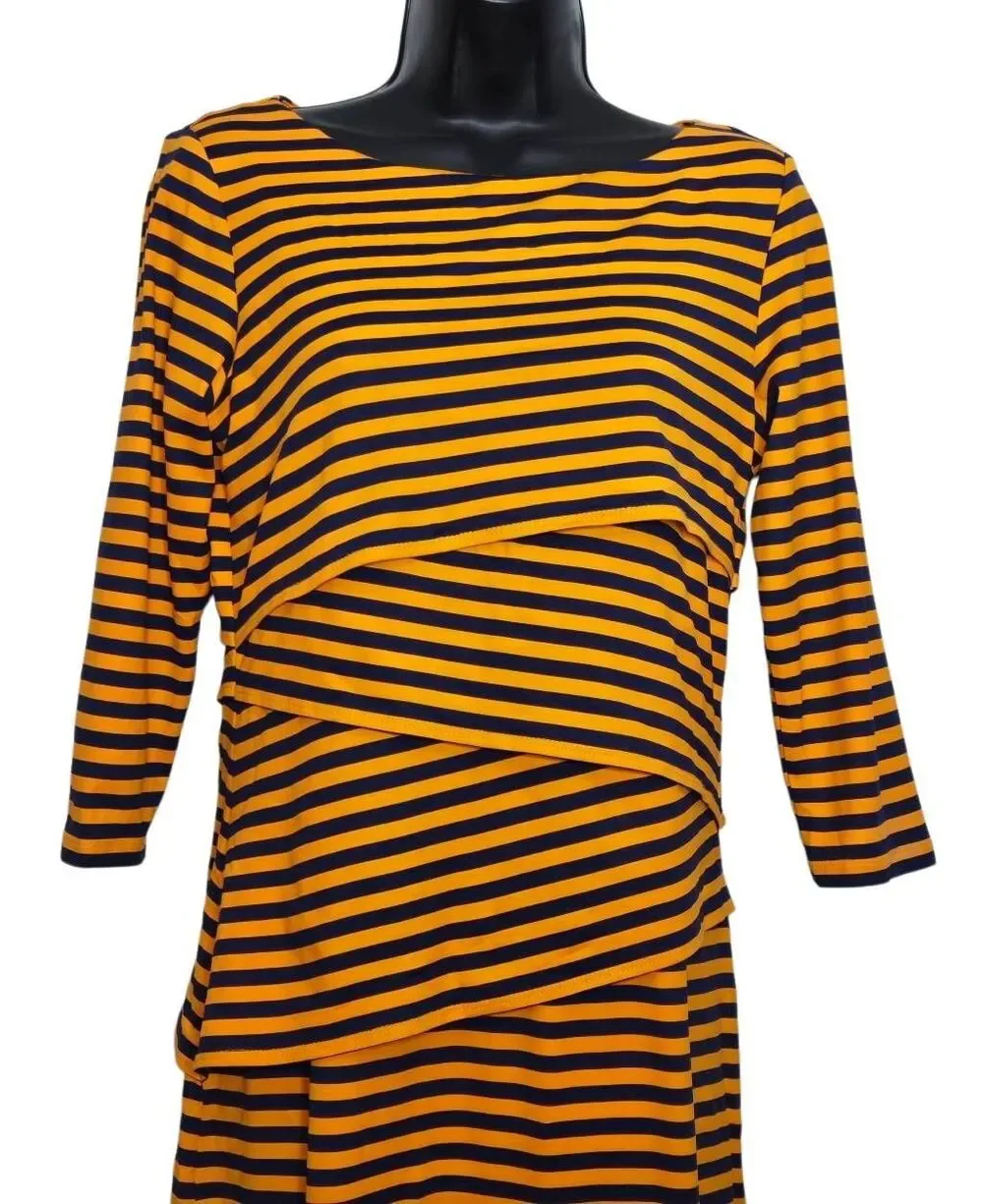 J. McLaughlin Catalina Dress Women's Size Small Orange Navy Nicola Stripe Dress